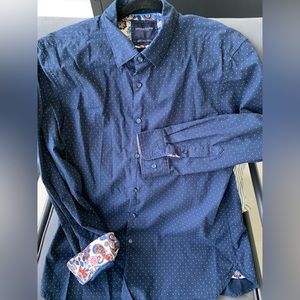 Denim & Flower by Ricky Singh, long sleeve button shirt, dark blue/light blue